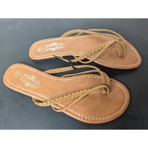 CHARLES ALBERT Sandals Womens 7M Brown Vegan Leather FAB Brown Braided‎ Boho New